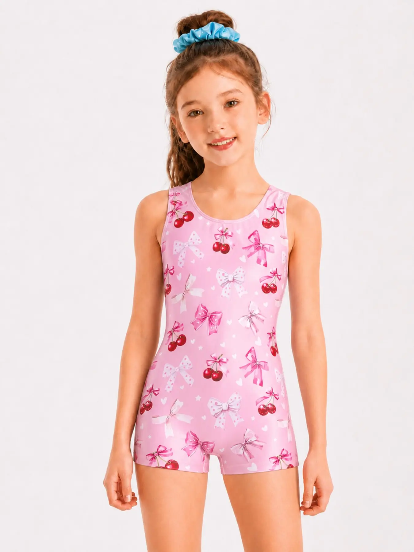 Girls' Gymnastics Onesie, Sweet Sleeveless Kids Workout Suit, Ideal for Dance, Acrobatics, Swimming, Daily Training