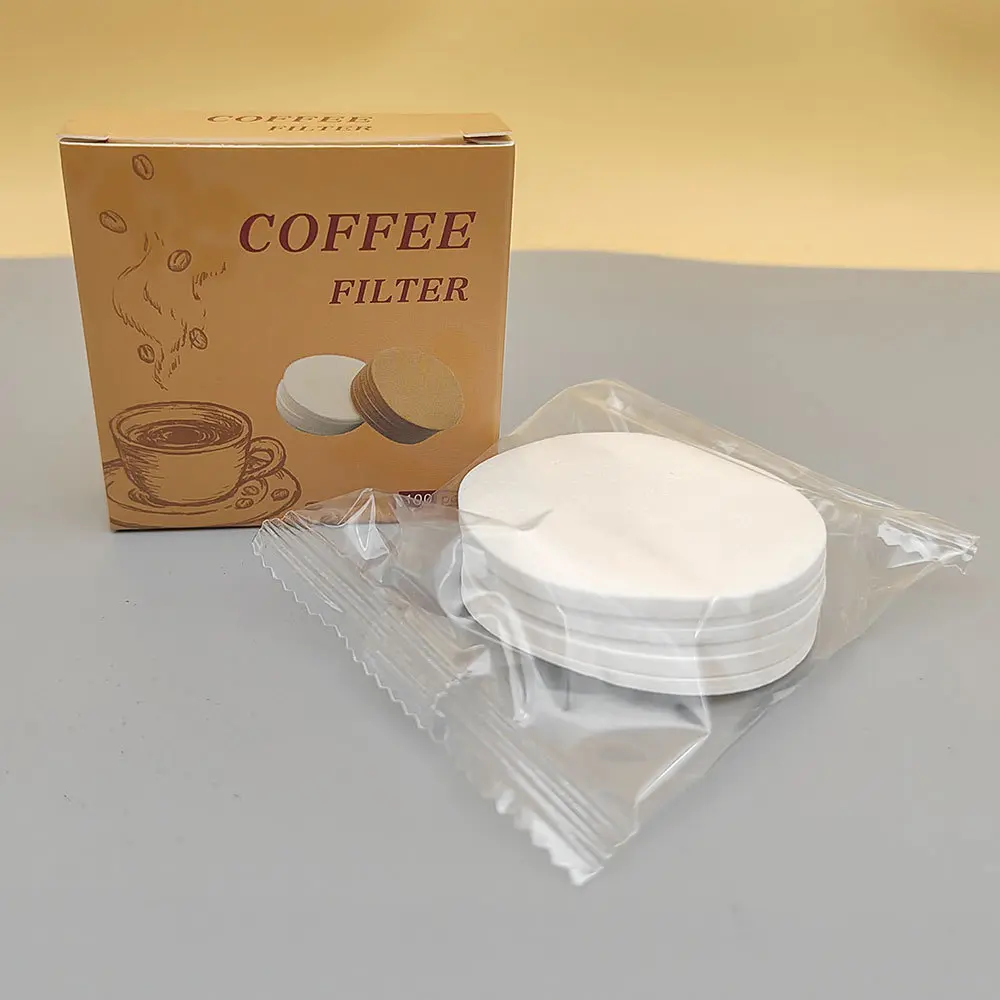 100 Pieces 58mm Diameter Round Disposable Coffee Filter Paper Universal for Coffee Machine Coffee Pot Moka Pot Filter Basket Ice Drip Coffee Maker