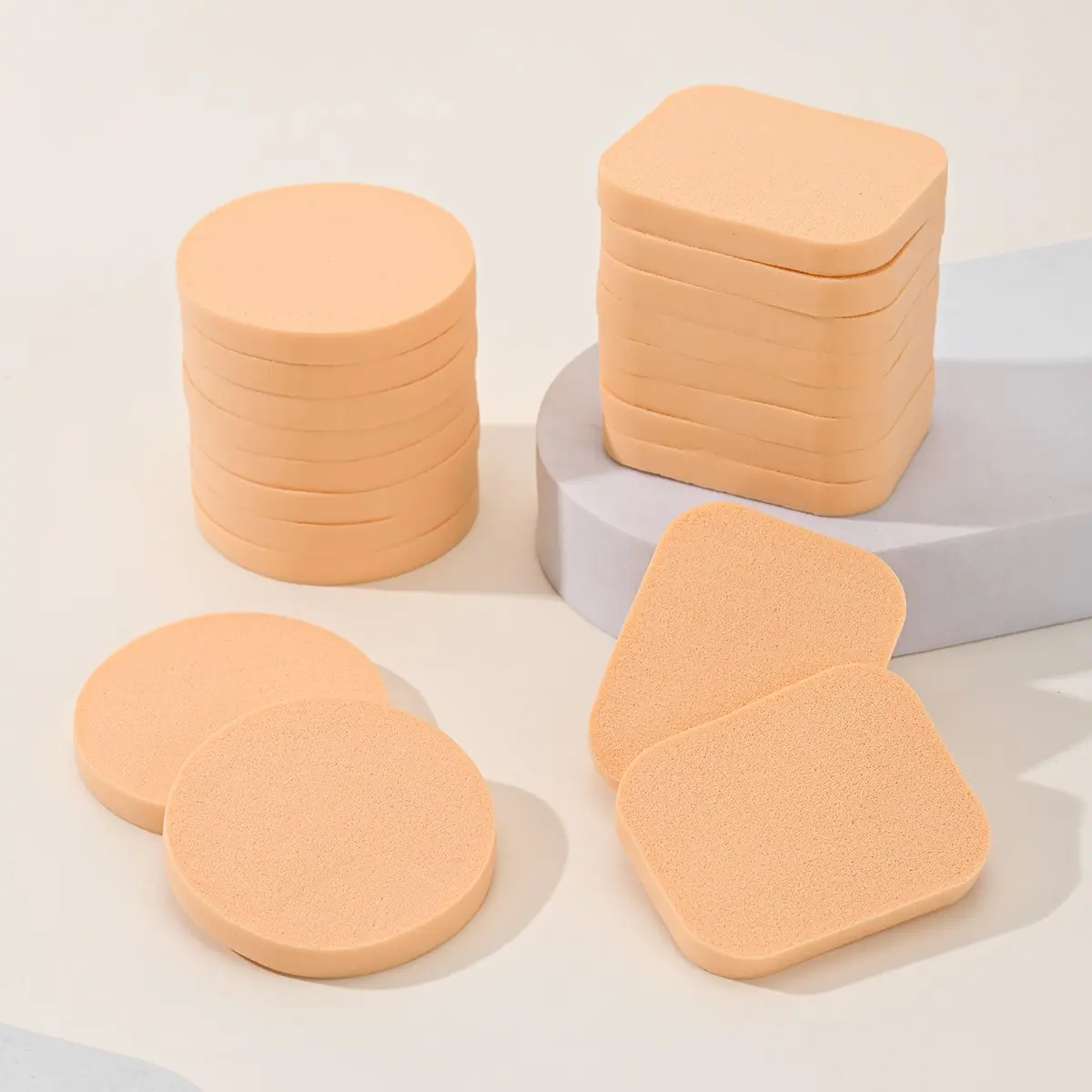 20-Piece Round and Square Foundation Sponge Set, Ultra-Soft Skin-Friendly, Dry and Wet Use, High-Density Foam, Ideal for Home or Makeup Artists