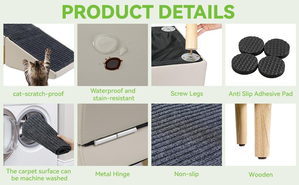 Multifunctional Foldable Pet Stairs 2-in-1 Non Slip Dog Step Stool Anti-Scratch Wear Resistant Portable Pet Ramp Ladder for Small Dogs Cats