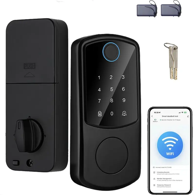 WiFi Smart Deadbolt with Fingerprint Recognition, Keyless Entry, WiFi, Touchscreen Keyboard, APP Remote, Auto-Lock, Easy Installation