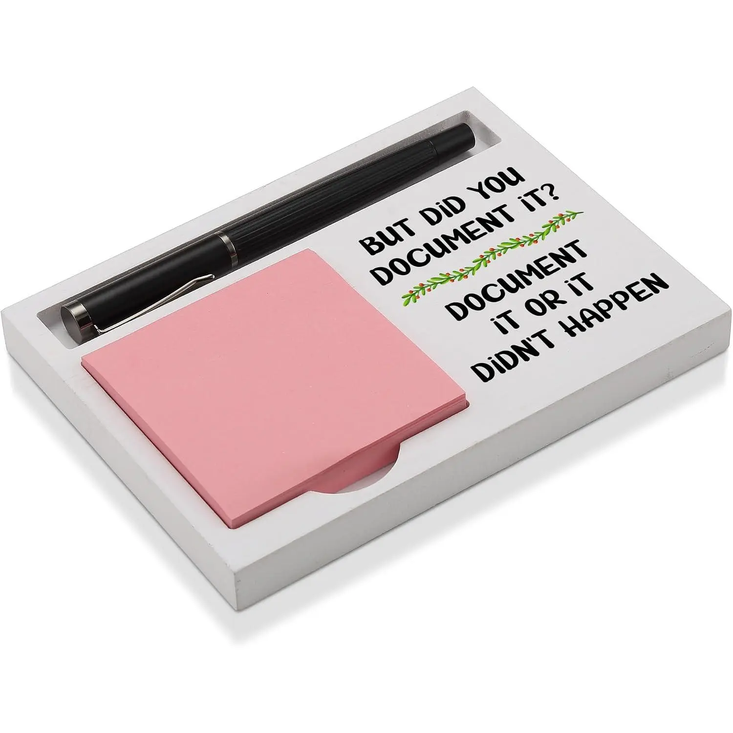 Funny Desk Note Holder for Office, But Did You Document It? Quote Sign, White  Pen and Sticky Note Organizer Tray,  for Coworker, , Teacher, Nurse, Workplace Decor, NPB601