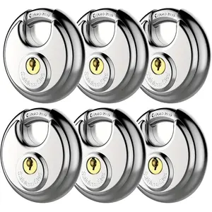 6-Piece Stainless Steel Padlock Set, Outdoor Locks for Storage Cabinets, Trailers, Sheds, Rust-Resistant, High Security Design