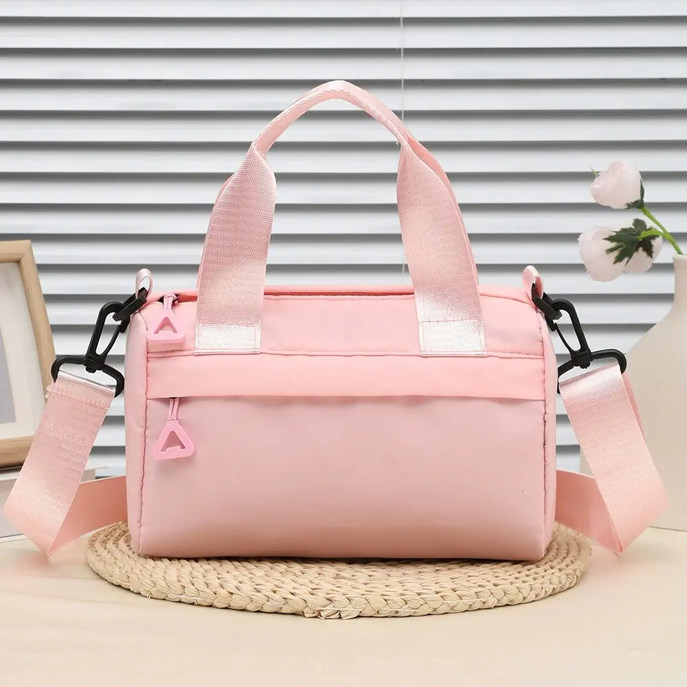 Women's Mini Barrel-Shape Gym Bag, Casual Soft Fabric Small Duffle Tote with Detachable Strap for Hand-Shoulder-Crossbody Carry