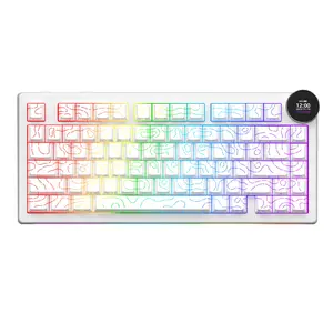 AJAZZ AK820 V2 PRO Dual 8K Wireless Gaming Mechanical Keyboard 75% Equipped with 0.9-inch TFT Color Screen Multi functional Metal Knob Office Mechanical Keyboard RGB DIY Support Multiple Systems Suitable for Esports Games and Office