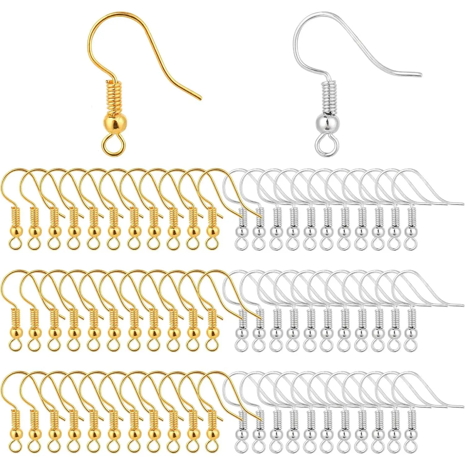 400 count Stainless Steel Earring Hooks, Fish Hooks Ear Wires  Wire Hooks, Coil and Ball Style Nickel-Free Ear Wires for  Making, Colors with  and