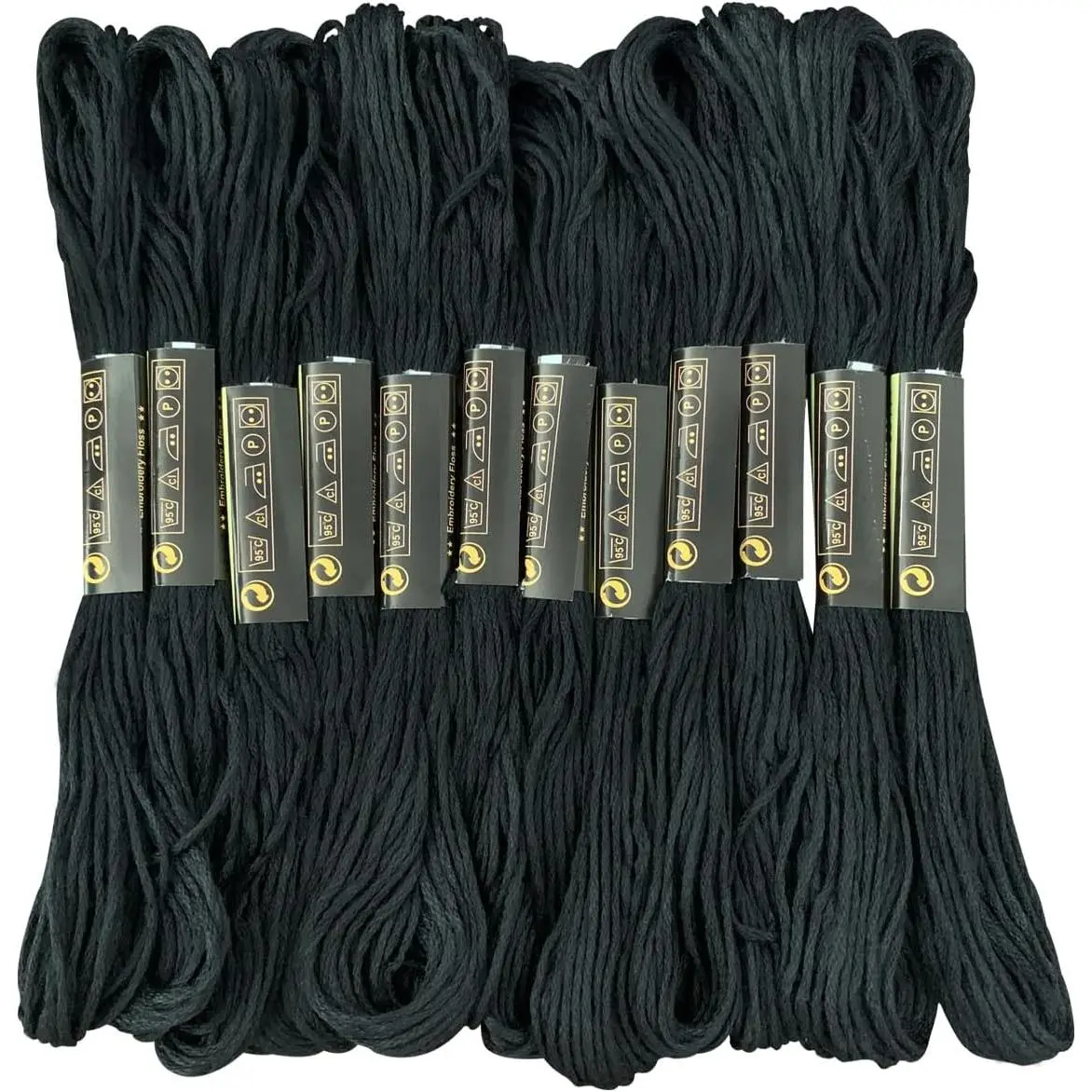 12 Skeins Embroidery Floss Black Color, Friendship Bracelet String   Embroidery Thread Floss Bracelet Making Yarn, Craft Floss(Black)