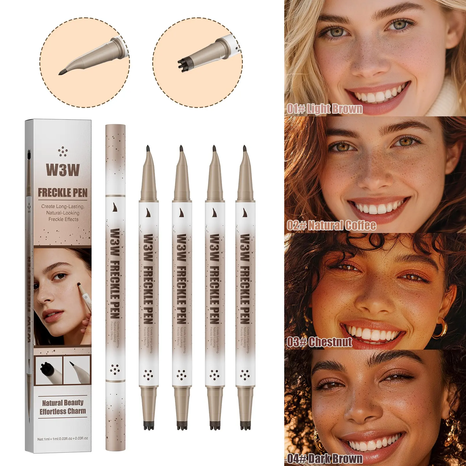 1Pc Dual-Ended 2-In-1 Liquid Freckle Pen & Waterproof Eyeliner, Sweat-Proof And Smudge-Proof, Easy To Apply For Beginners, Creates Long-Lasting Atmospheric Eye Makeup