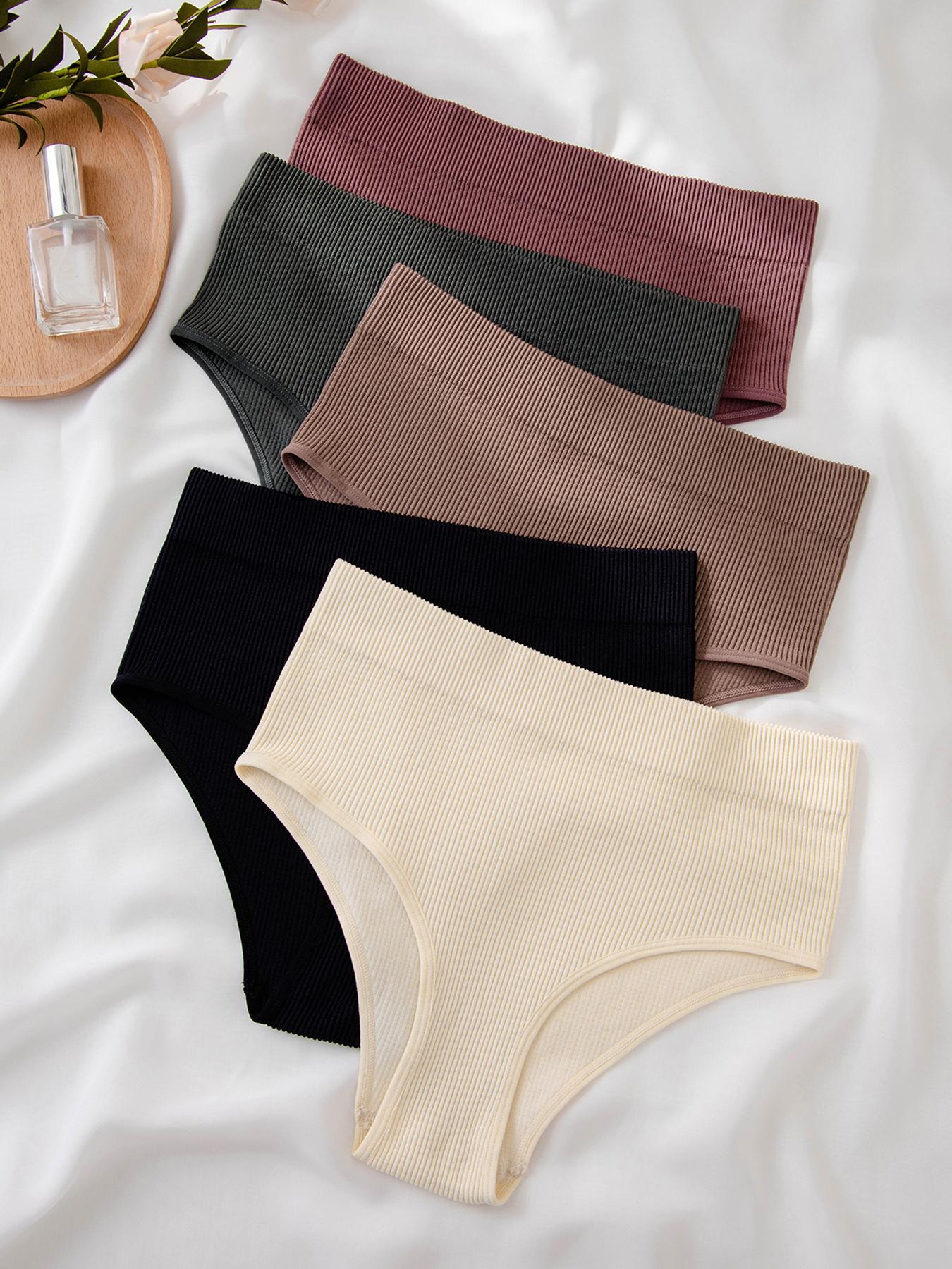 Women's Solid Color High Waist Brief, Breathable Comfortable Panty for Daily Wear, Women's Underwear for All Seasons, Breathable Soft Underwear, High Waisted Panty