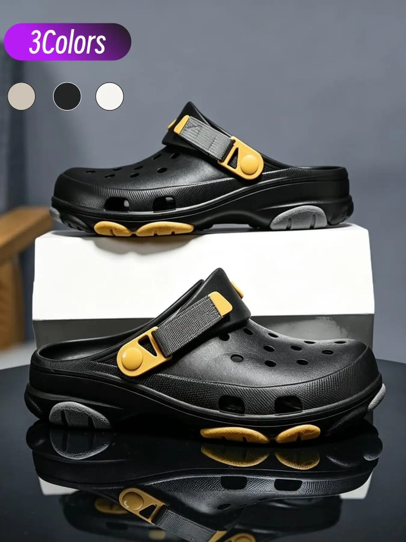 1 Pair Couple Anti Slip Durable Functional Clogs Outdoor Dual Wear Strap Thick Sole Camping Footwear