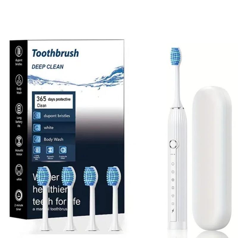 Electric Toothbrush Set, 1 Box Rechargeable Toothbrush & Replacement Brush Heads & Travel Box, Deep Cleaning Toothbrushes for Adults