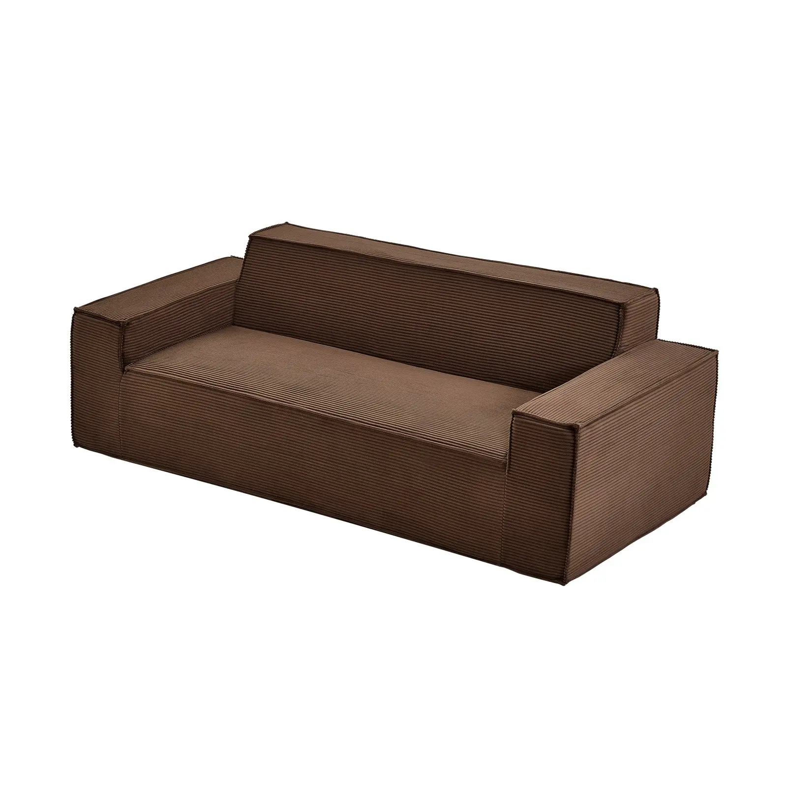 【DealsForYouDays】VEVOR 3-Seater Sofa in a Box, 83-Inch No Assembly Corduroy Couch with Memory Foam, Deep Seats for Living Room, Apartment, or Office, Brown