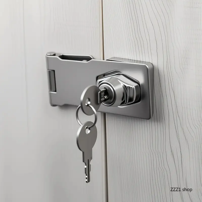 Furniture Safety Metal Lock Set With 2 Keys 8 Screws & Screwdriver, Easy Install Anti‑Theft Lock for Cabinet Mailbox Drawer Door