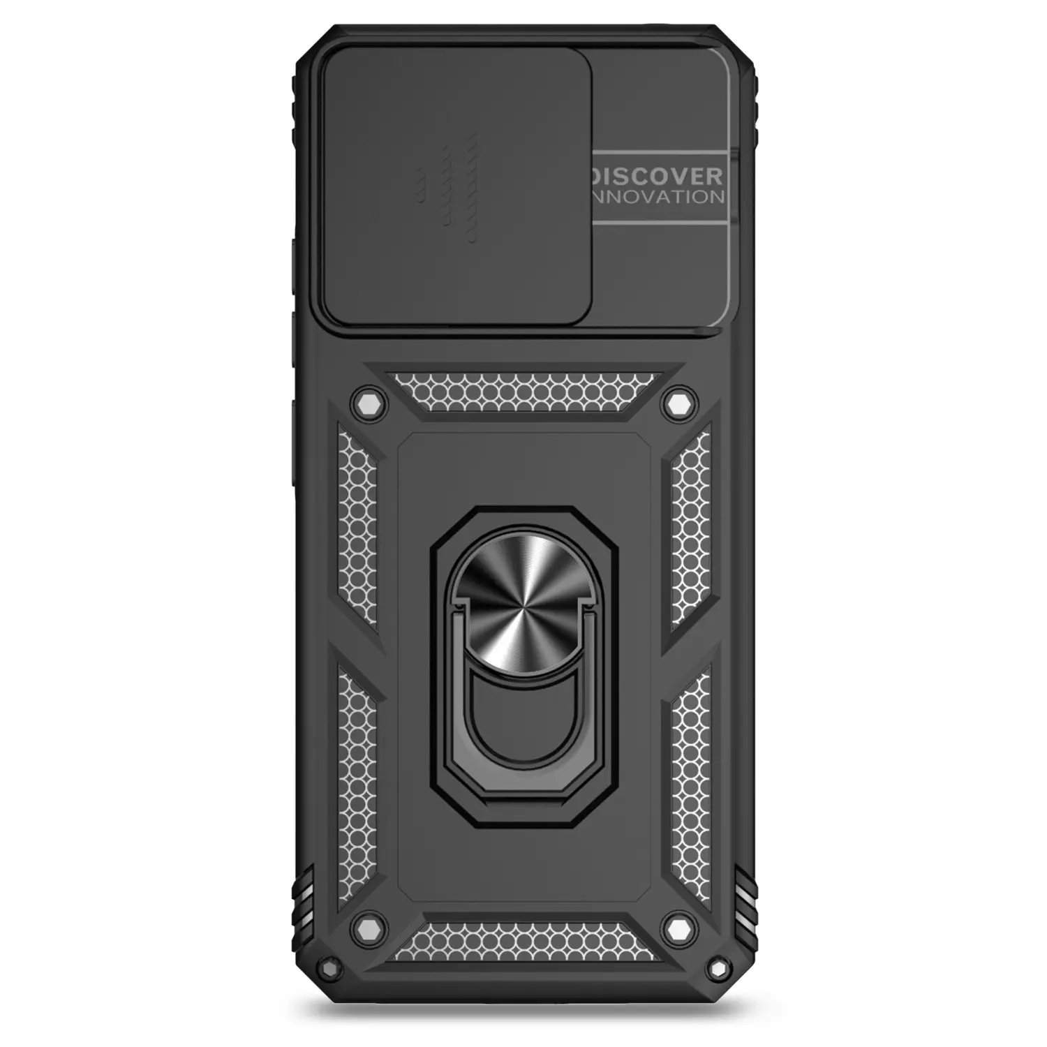 Phone Case for Xiaomi Redmi 12C , Waterproof Dustproof Non-Slip Ring Slider Lens Protector, Solid Color Rotatable Mobile Accessories