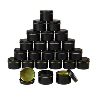4oz Black Tins, Bulk Pack of 24 Making Tins Containers, Jars for Candle Making - Black