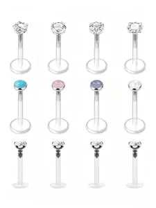 316L Surgical Steel Multi-Use Piercing Stud Set, Hypoallergenic Flat Back Labret Studs Jewelry for Lip, Nose, Tragus, Helix, Conch, Cartilage Piercings, Reusable & Recyclable Body Jewelry for Men & Women