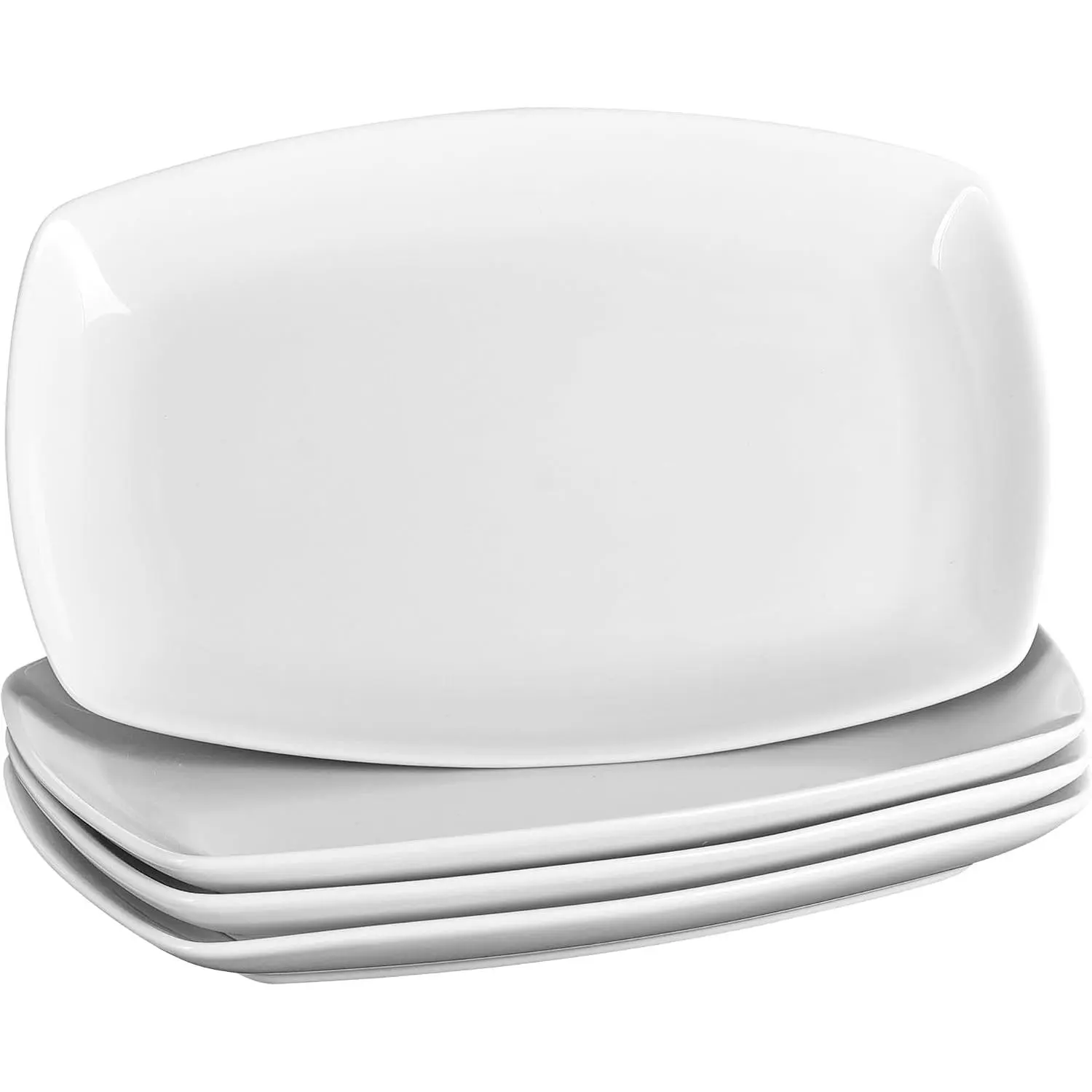 White Rectangular Plate Set, Ceramic Large Serving Platters, 12 Inch Dessert Trays for Party, Entertaining, , Appetizers, Dishwasher and Oven Safe Salad Dishes Set of 4