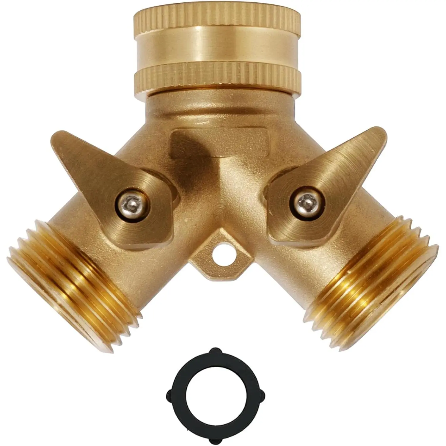 ‌ 2 Way Garden Hose Splitter, 3/4" Heavy Duty Solid Brass Hose Y Splitter With 2 Shut-off for Outdoor Faucet & Garden Hose