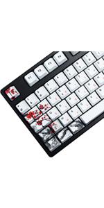 Plum Blossom Keycaps 71 Set for Gaming Mechanical Keyboard Custom PBT OEM Profile Japanese Font with Keycap Puller for Cherry MX 71/61 60 Percent Keyboard