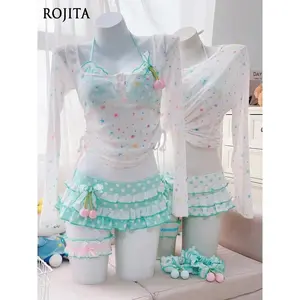 Cute Polka Dot Bikini Set with Ruffled Skirt Bottom 2026 Summer New Bathing Suit Sexy Split Swimsuit Cute Girl Y2k Bikini Suit