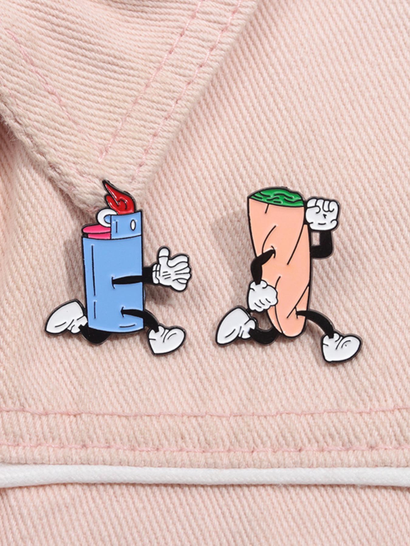 Cartoon Lighter & Cigar Design Brooch, Cute Brooch for Men & Women, Fashion Accessories Suitable for Backpacks, Jeans, Scarves, Hats Decoration