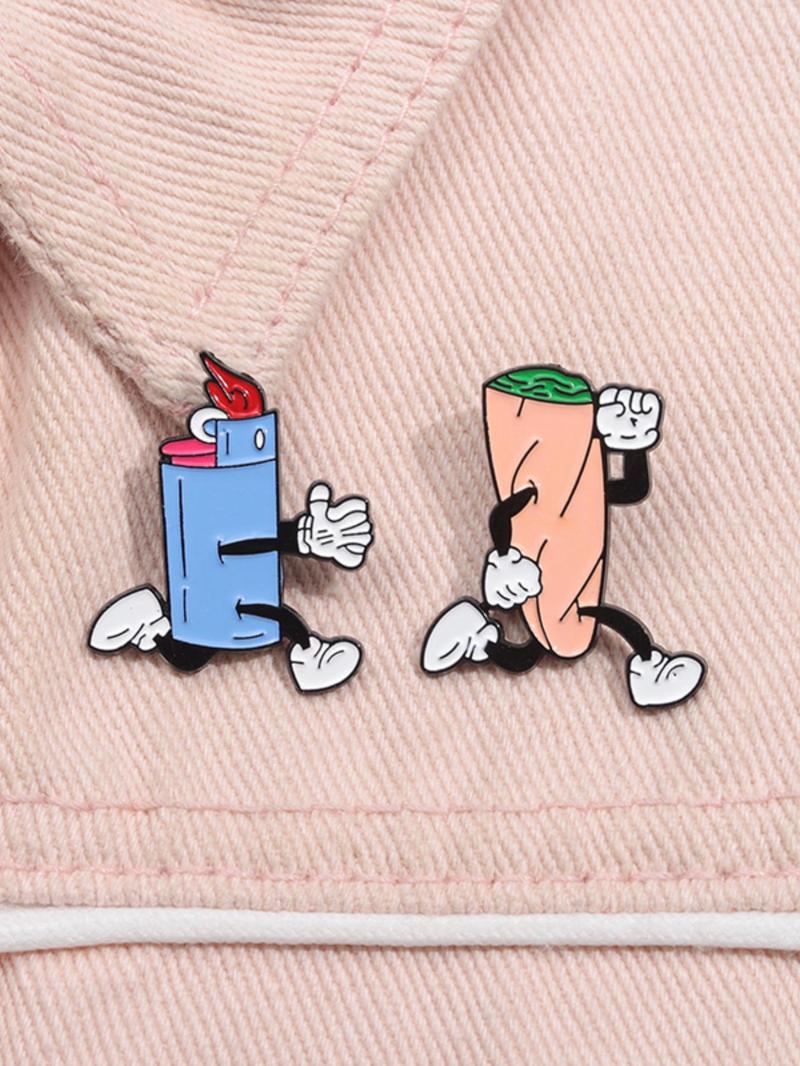 Cartoon Lighter & Cigar Design Brooch, Cute Brooch for Men & Women, Fashion Accessories Suitable for Backpacks, Jeans, Scarves, Hats Decoration