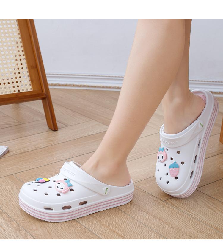 Women's Cute Cartoon Charms Clogs, Casual Comfortable Breathable Platform Non-slip Garden Clogs, Fashionable Shoes for Indoor & Outdoor Wear Slipper Shoes arch support clog comfortable mule