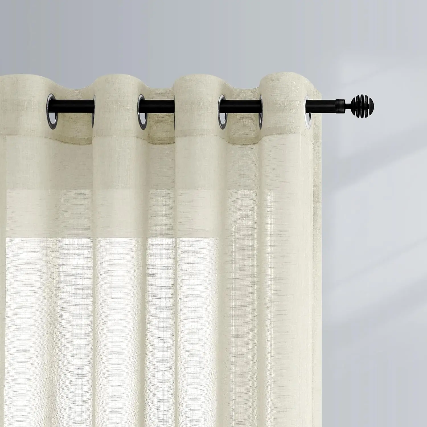 Beige Curtains 96 Inches Long for Living Room Decor 2 Panels Set Grommet Faux Weave Semi Sheer Window Drape Length for Bedroom Dining Room Farmhouse 52x96 Inch Length Colored