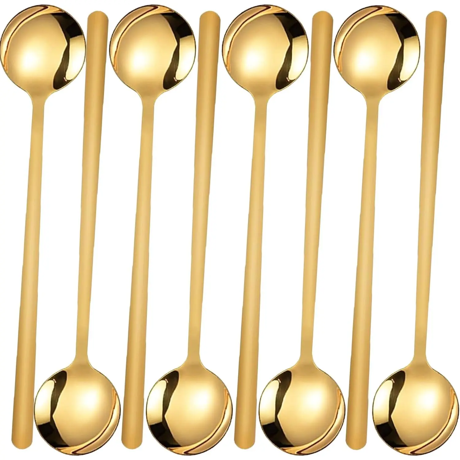 Coffee Spoons, Stainless Steel Dessert Spoons,  Spoon Long Handle Spoon for Ice Cream, Latte, Cake (4, , 5.12 inch)