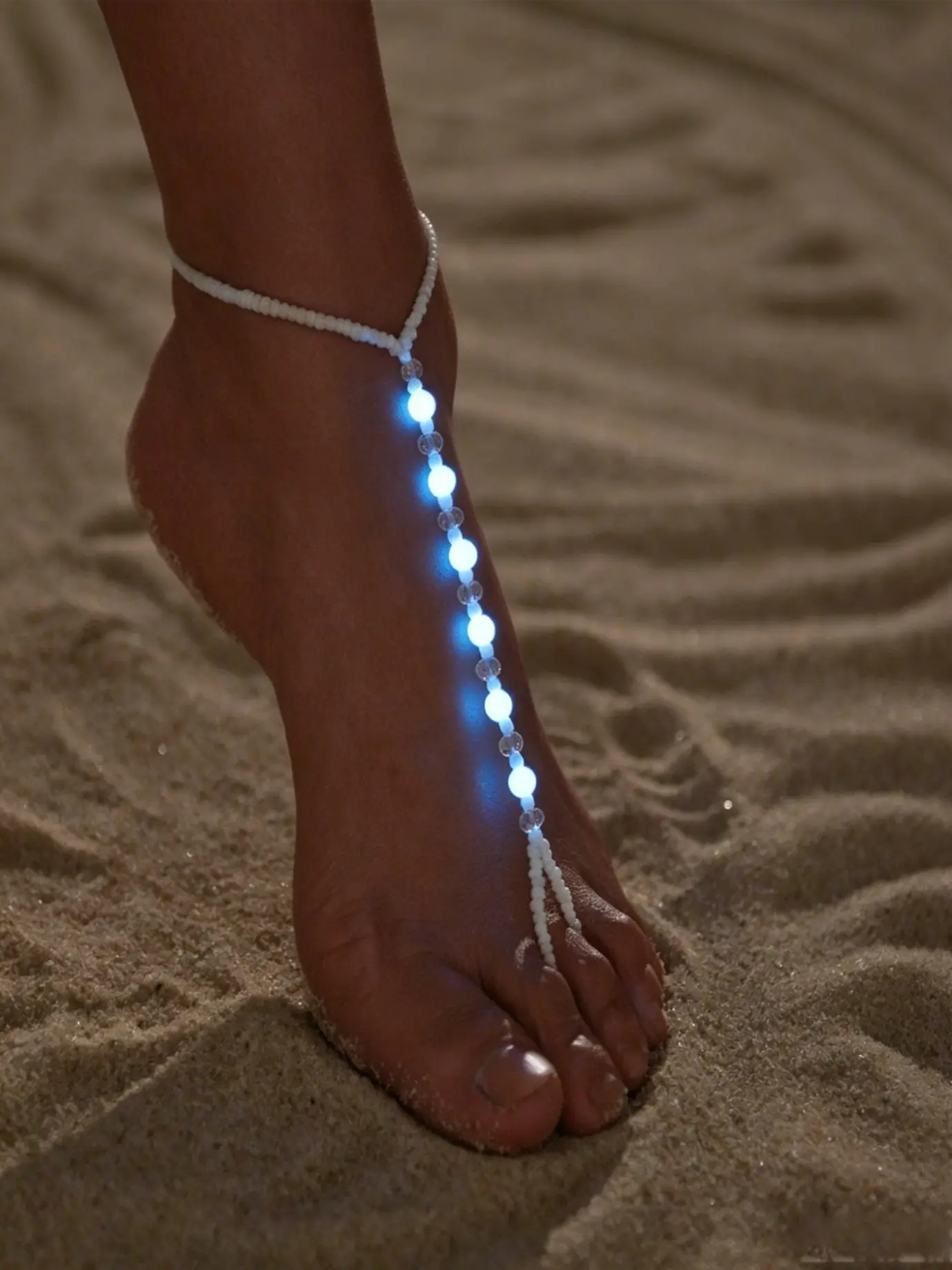 Summer Beach Vacation Glow-In-The-Dark Adjustable Anklet, Creative Acrylic Foot Jewelry, Women's Party Accessory, Fashionable Beach Wear