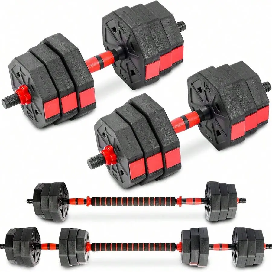 3-in-1 40lbs Adjustable Dumbbell Set - Dumbbell Barbell Push Up Stand| Home Gym Strength Training