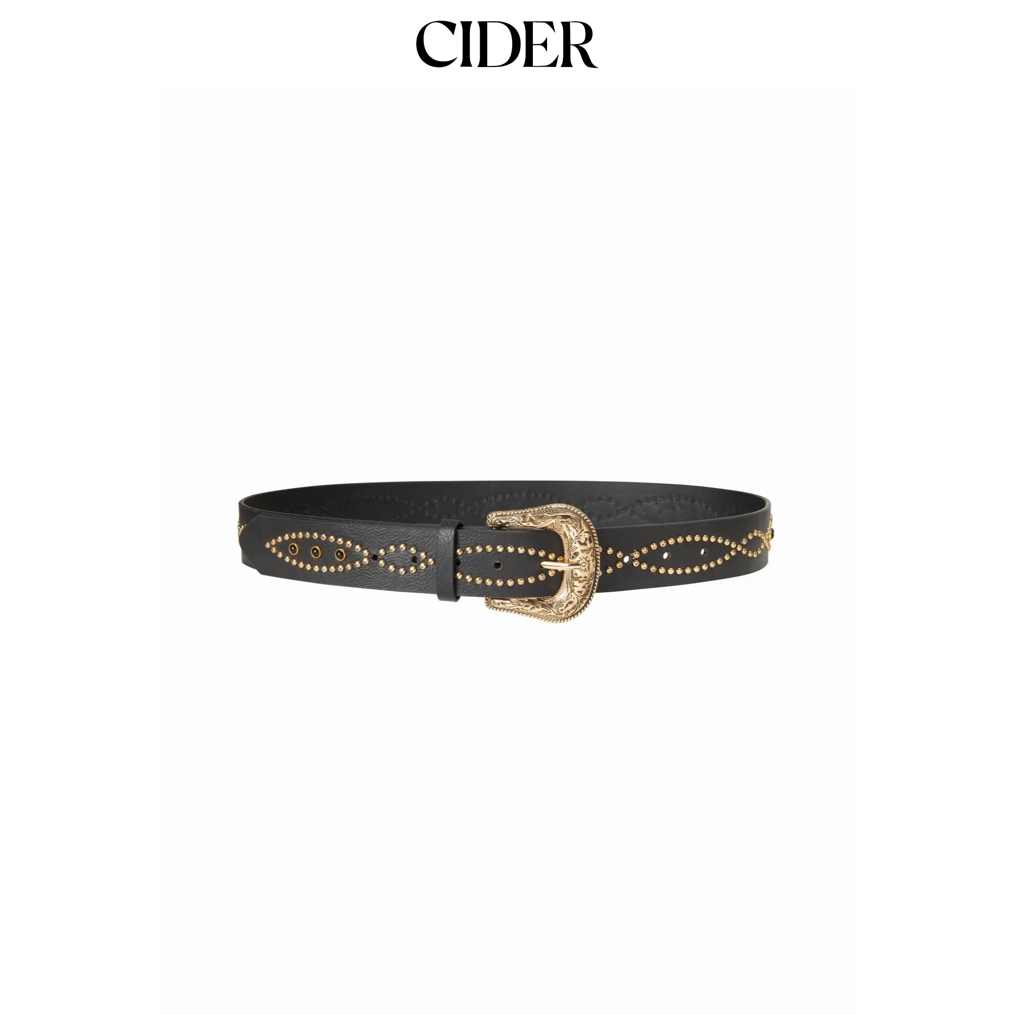 Cider STUDDED ENGRAVED BUCKLE BELT Cider STUDDED ENGRAVED BUCKLE BELT