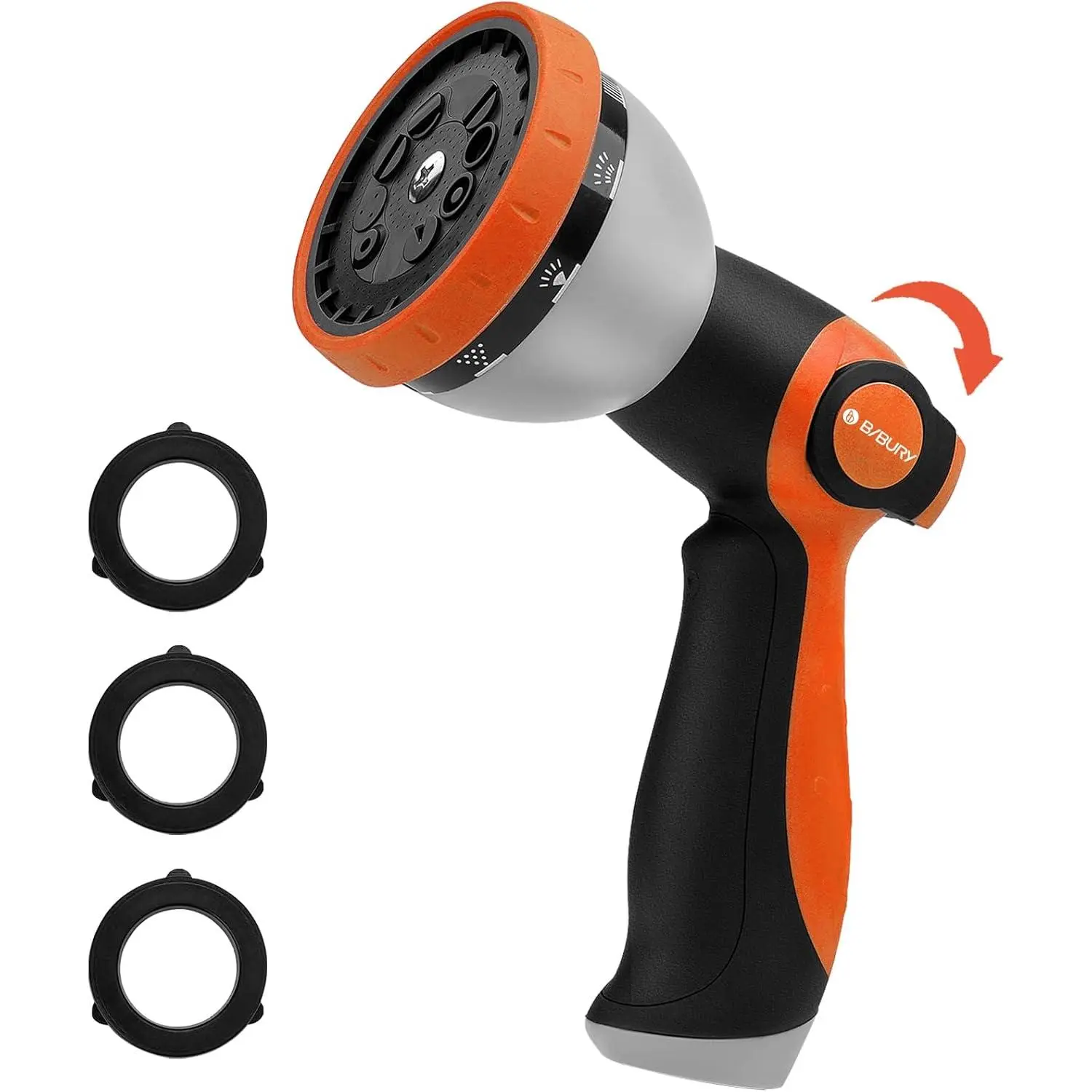 Water Hose Nozzle Sprayer,Hand Sprayer with 10 Spray Patterns and On Off Valve Thumb Control, High Pressure Garden Hose Spray Nozzle for Watering Plants, Cleaning, Car Wash and Showering Pets