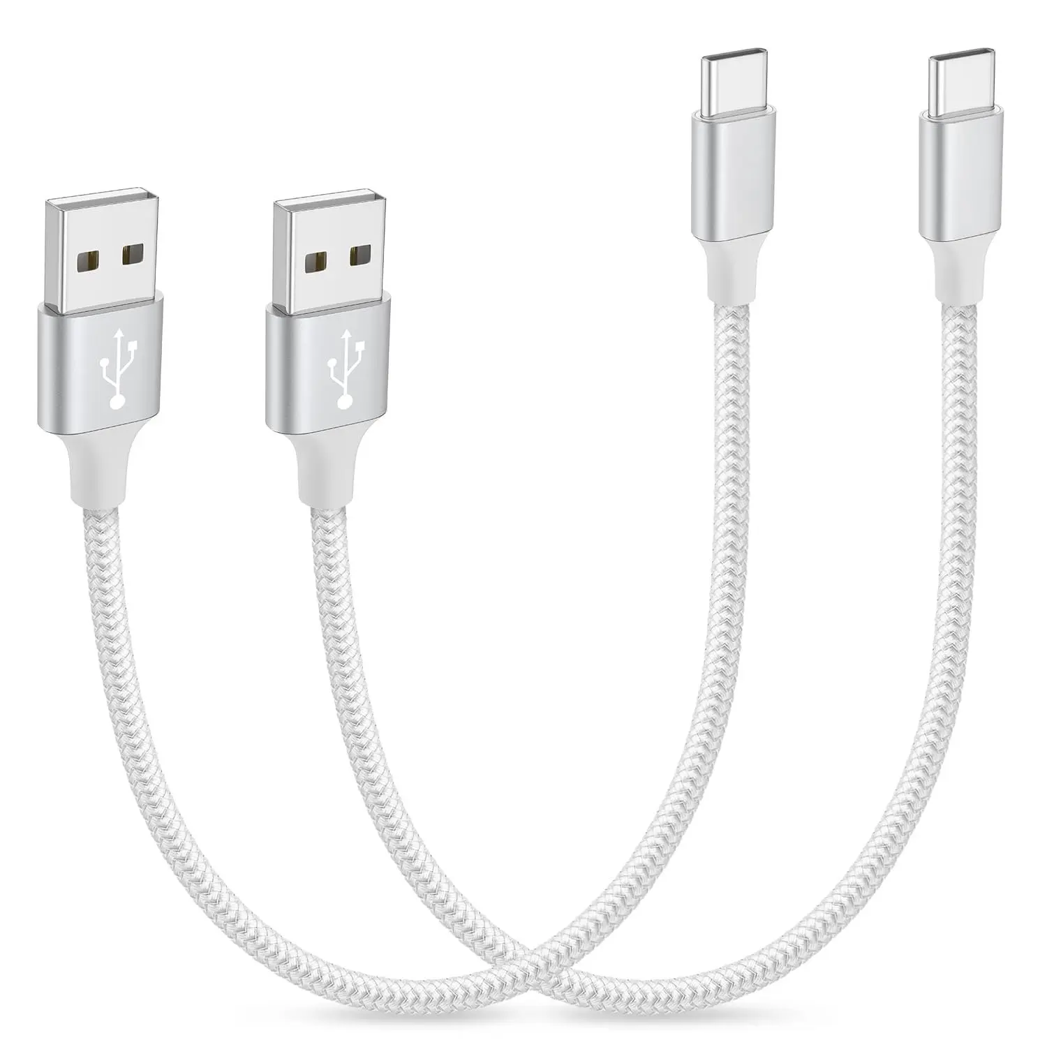 Short USB C  1ft, 2 Pack USB A to USB C   for  17 Air 16 15 Pro Max Plus, Short USBC  Charger Cord, White