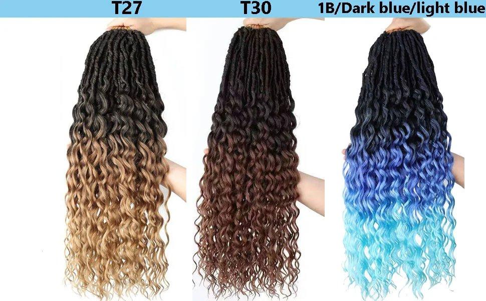 THE WELL KEPT 24 Inch Faux Locs Crochet Hair 6 Packs Soft Goddess Locs Crochet Braids Deep Wave Pre Looped Crochet Hair Extensions for Black Women (24 Inch, 1B)