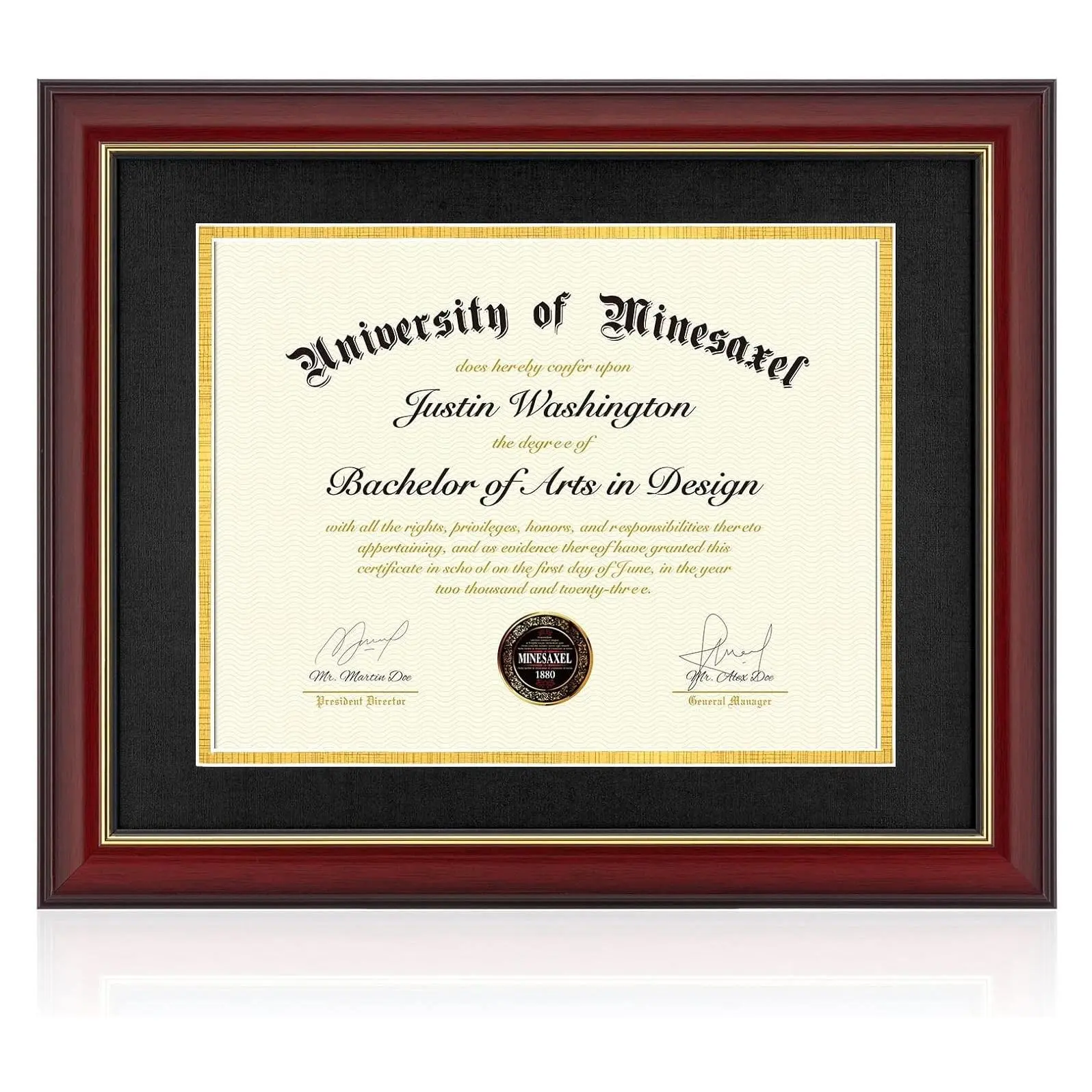 11x14 Diploma Frame with 8.5x11 Opening Black Mat for Degree Certificate Document, Wall Mount or Tabletop Display, Cherry RedGift