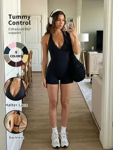Women's Sleeveless Sporty Jumpsuit, Backless Slim-Fit Yoga Pants, All-Seasons Fashion, Perfect for Shopping, Dates, Coffee Shops