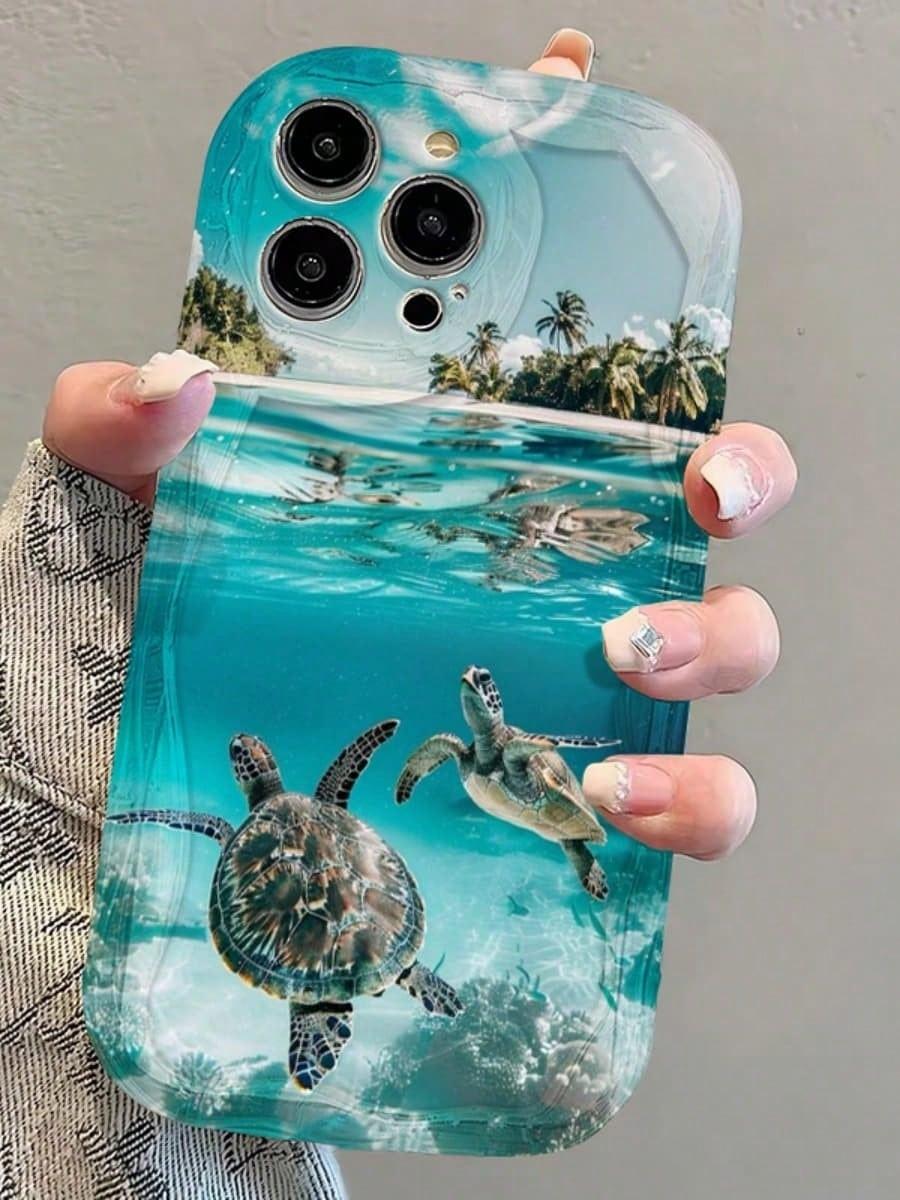 Coconut Trees, Sea Turtles By The Sea Phone Case Suitable For Compatible With Iphone16, 15, 14, 13, 12, 11, PRO MAX, As Well As X, XS, PLUS,