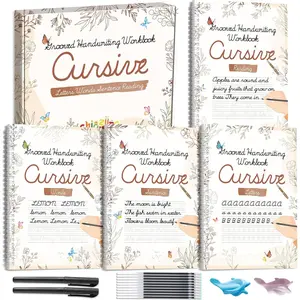 4 Pack Grooved Cursive Handwriting Practice Kit with Disappearing Ink Pens Magic  Grooved Cursive Writing Workbooks Copybook for Beginners (Words&Sentence&Reading&Letters