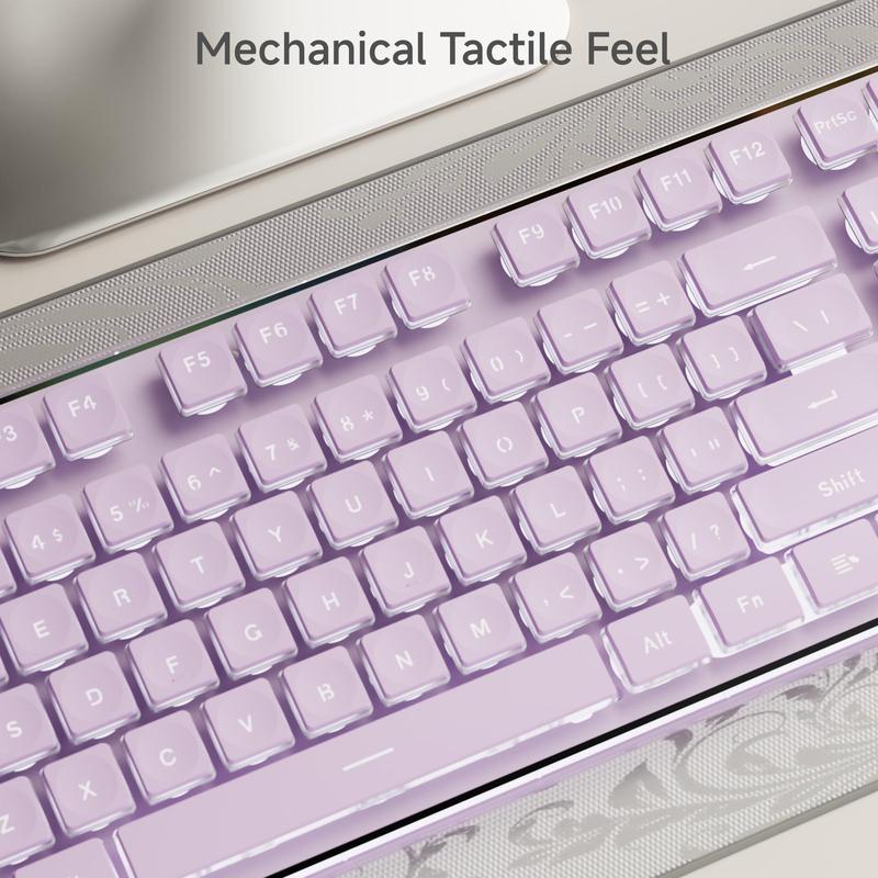 Wired Gaming Keyboard, Mechanical Keyboard with Backlit, Portable Ergonomic Slim Design Keyboard for Windows/Laptops, Lighted Mechanical Keyboard