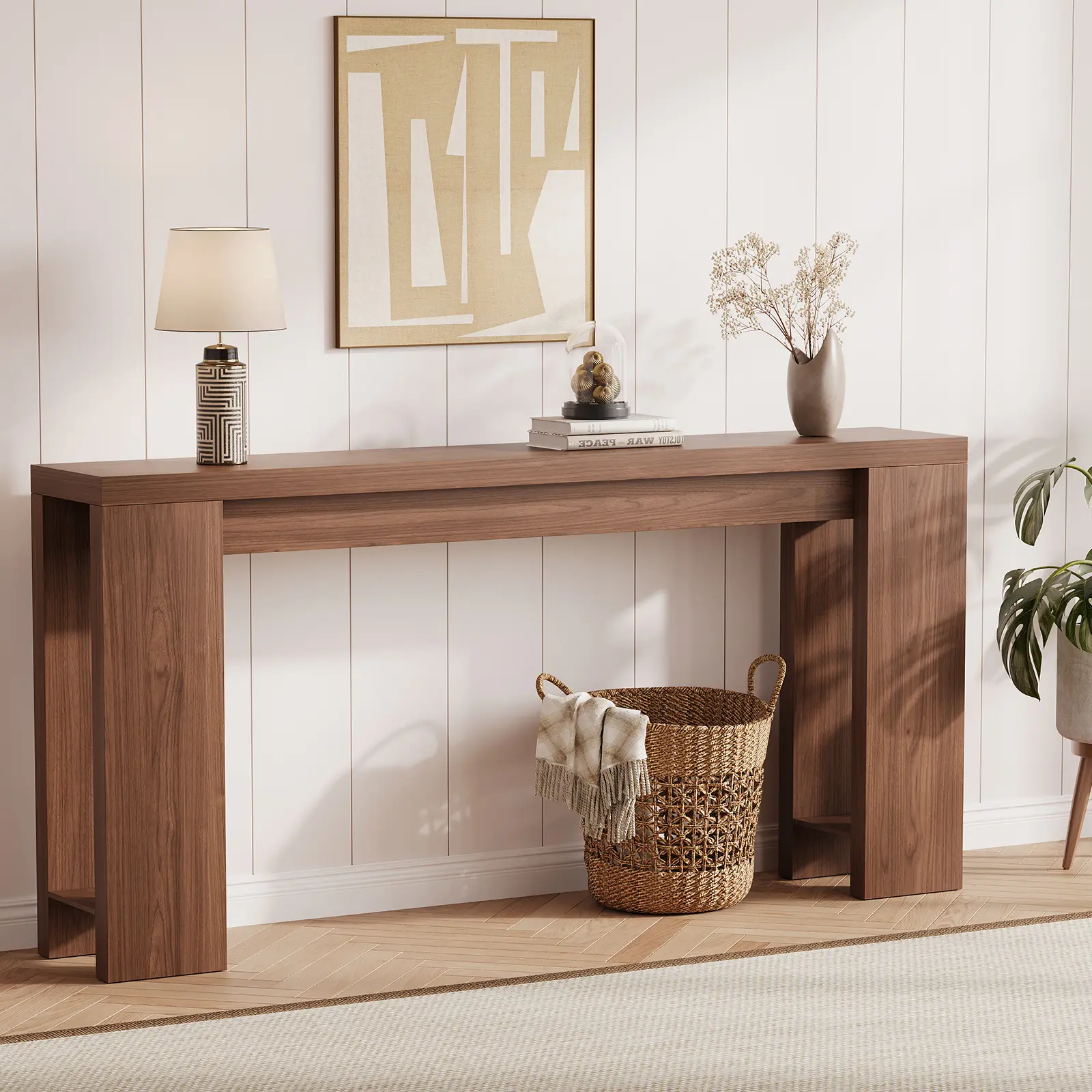 Garvee 71" Extra-Long Narrow Console Table for Behind Sofa – Rustic Farmhouse Entryway Table with Lower Shelf, Sturdy Wooden Hallway Table for Living Room, Foyer & Entrance – Grey/Brown, Sofa Table, Corner Table, Home Decor, Storage Table, Accent Table