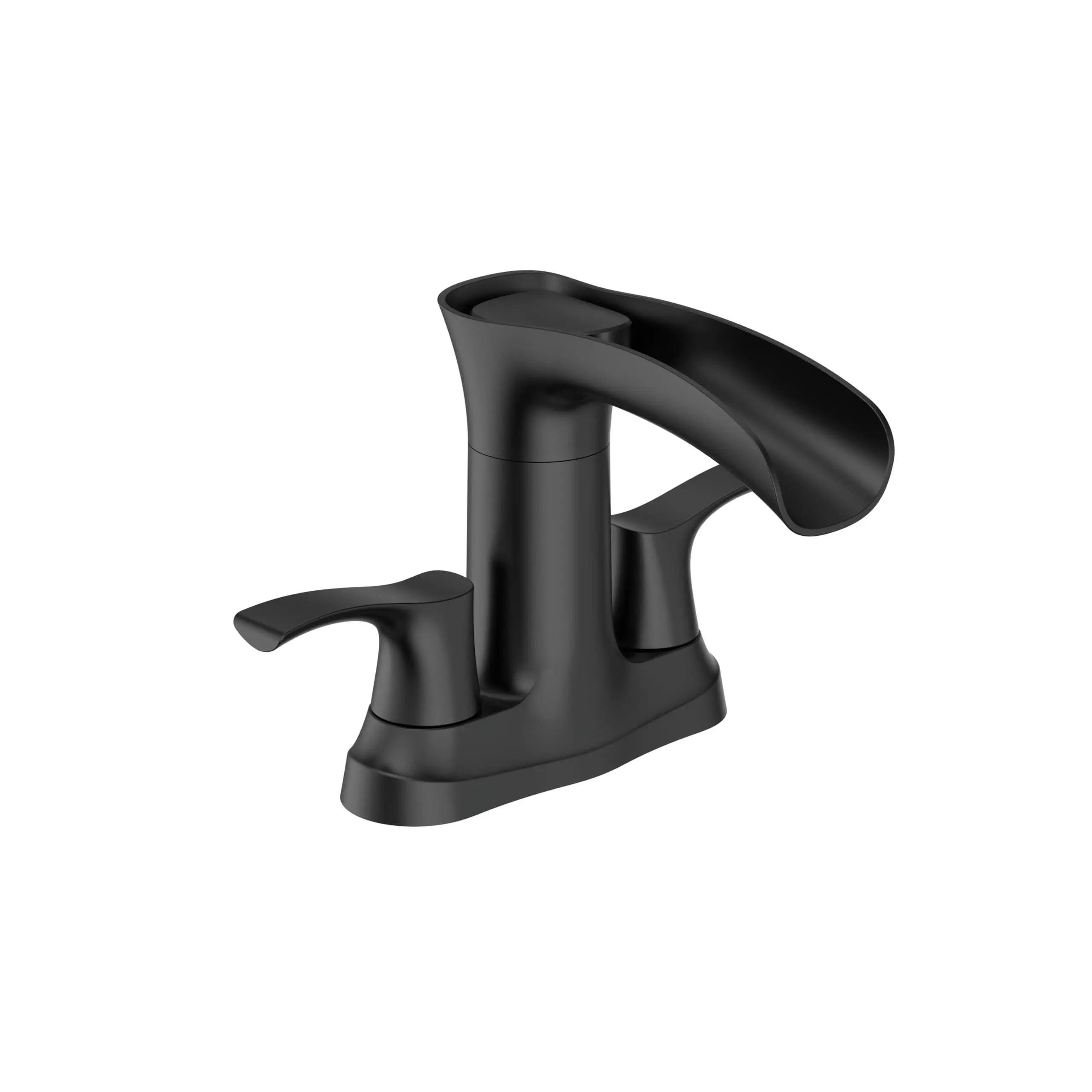 Modern Waterfall Bathroom Faucet – Brushed Nickel, 4" Centerset, Double Handle Basin basin Tap, ABS & Zinc Alloy, Pop-Up Drain, 3-Hole Deck Mount, Base Plate Included