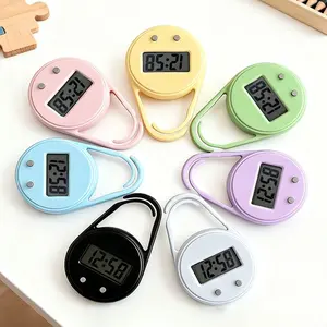Circular Minimalist Mini Clip-On Electronic Wall Clock, Digital Watch & Keychain, Portable Modern Accessory, Easy-To-Read Display, Perfect Gift