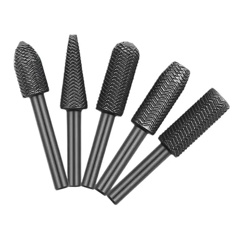 5PCS Precision Grinding Burr reaming Tools Woodworking Tools, 5-Piece Rotary Steel File Special-Shaped File Embossed Steel File Electric Grinding Grinding Head File Soft Metal Grinding Burr reaming