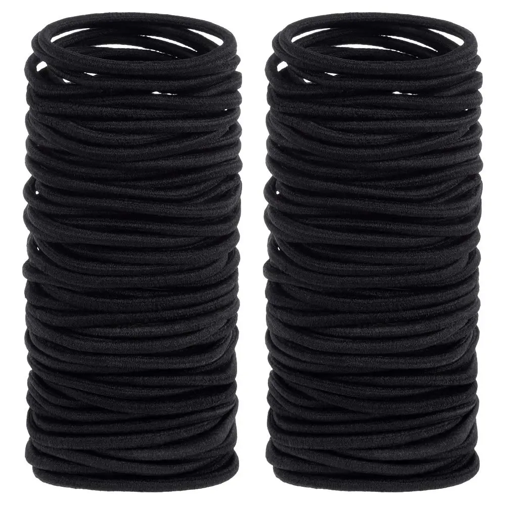 200 count Black Elastics Hair Ties Small Bulk Hair Ties Hair Bands (4mm)