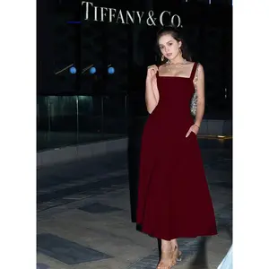 Women’s Casual Square Neck Maxi Dress, Sleeveless Slim Fit A Line Flowy Long Dress with Pockets and Back Tie Detail