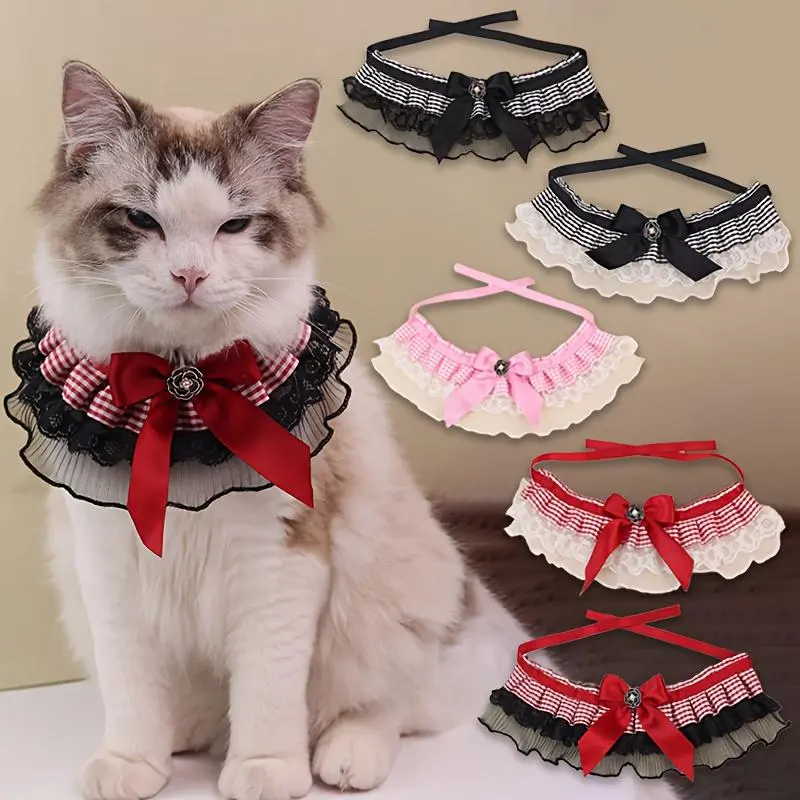 Customized Detachable Resin Pet Scarf Collar-Harness, Soft Adjustable with Bow Flower, Universal for Small-Medium Dogs & Cats, Multi-Color Multi-Size, Ideal for Gatherings & Photography