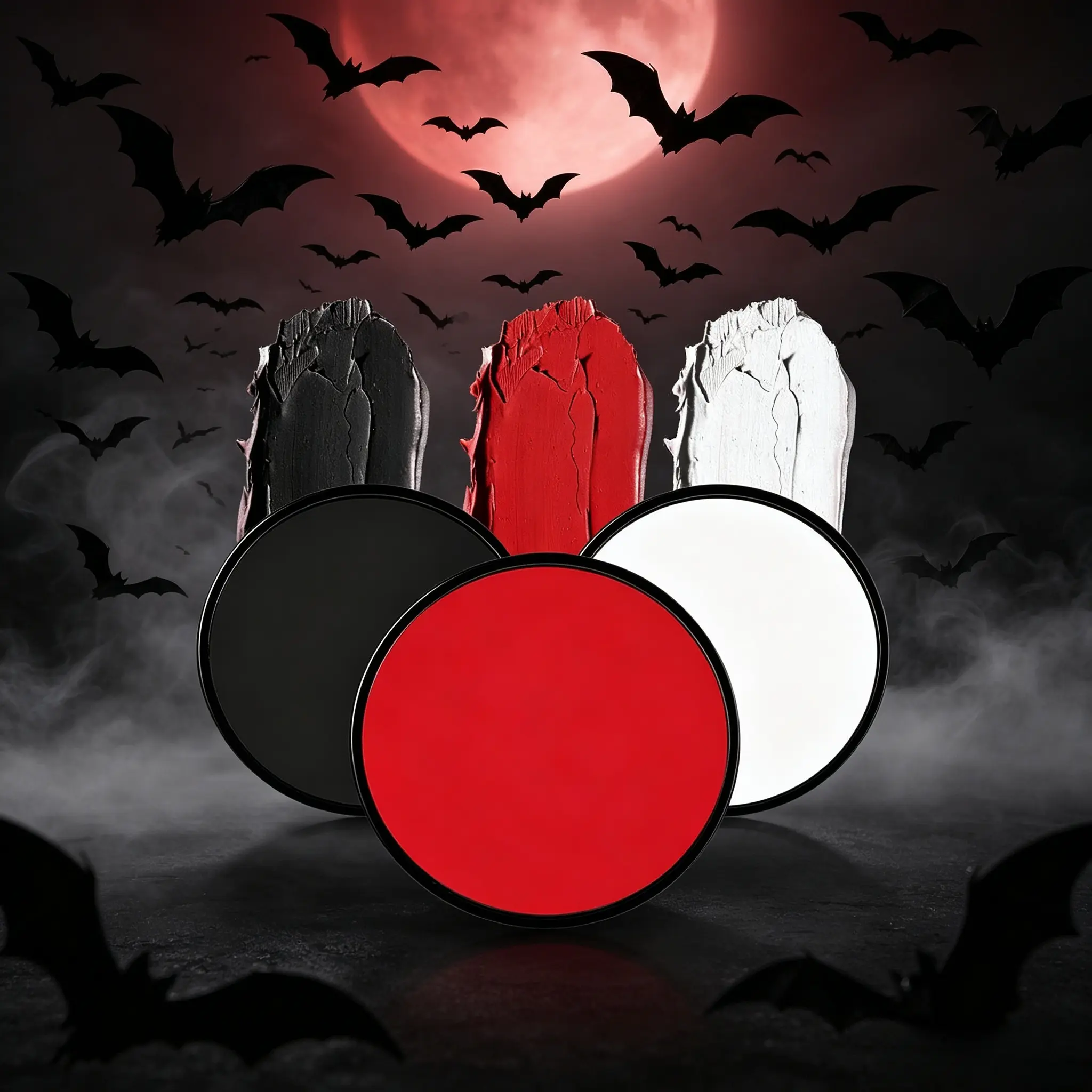 Black White Red Face Body Paint Oil, Halloween Skull Clown Makeup Body Paint Cream, Professional Cos Stage Party Body Painting Pigment