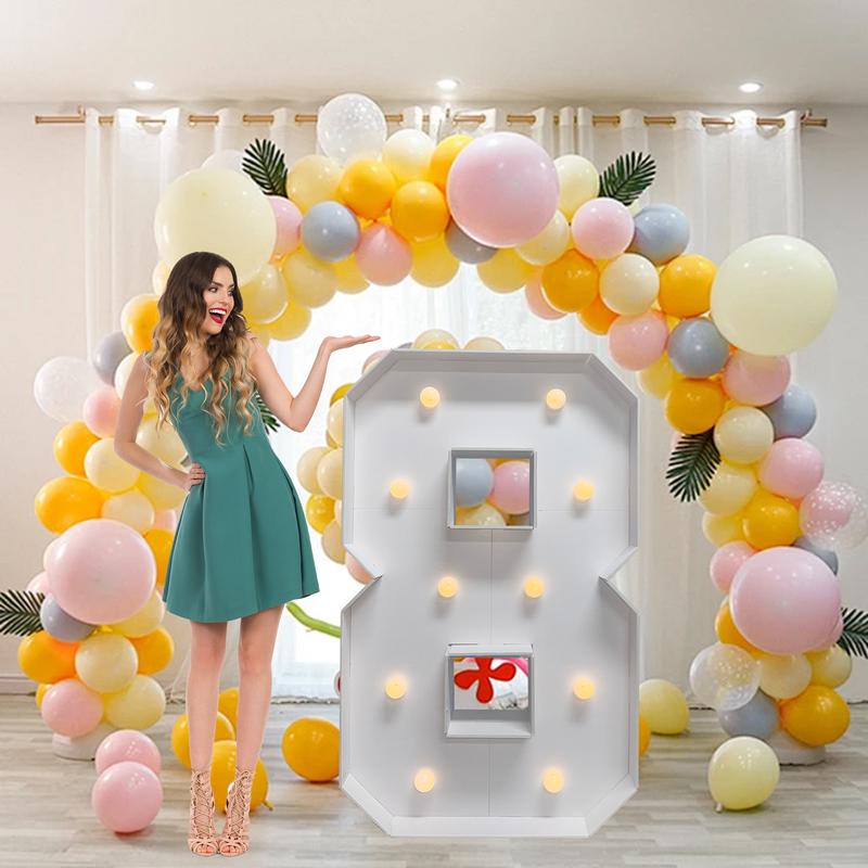 Marquee Numbers 4 Feet Tall Large Birthday Decorations 4FT Light Up Numbers Party Decor Big Backdrop Foam Cardboard Number 0-9  Cardboard Pre-Cut Foam Board Sign Diy Decorations Anniversary Decoration Party Supplies