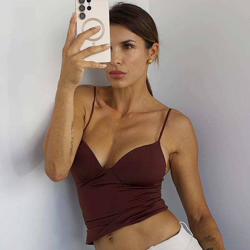 Aria Muse  Burgundy Slip Top Women Summer Sexy Corset Tanks & Camis Fashion Sleeveless Backless Bra Top Chic Elegant Bustier Camisole